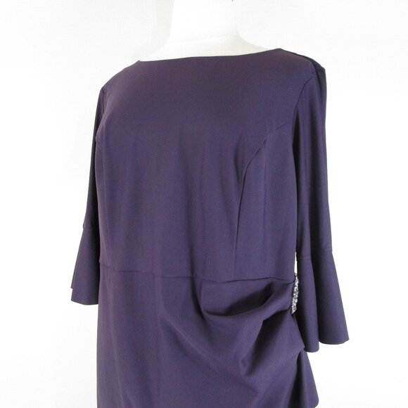 Alex Evenings Womens Plus Size Dark Purple Formal Ruched Sheath Dress Size 24W - Picture 5 of 11